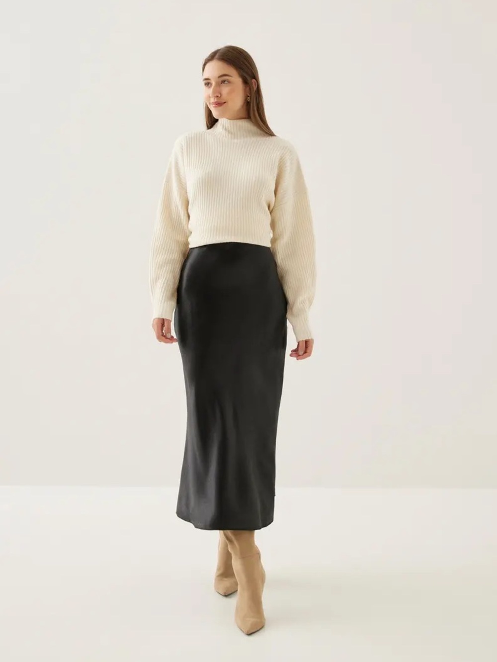 Love Bonito Black Satin Maxi Skirt